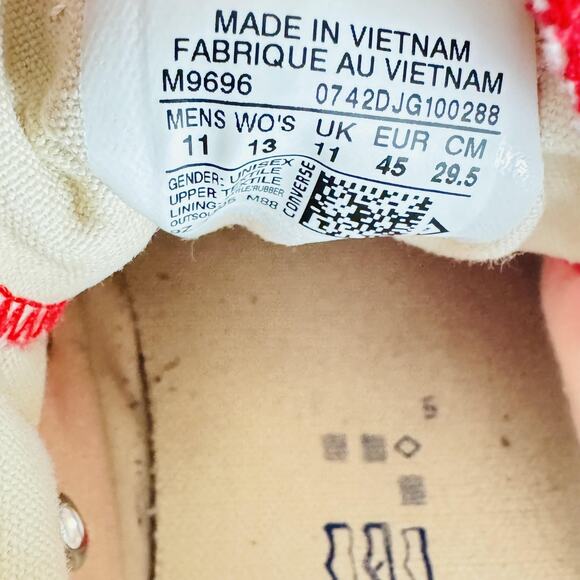 Converse Shoes Mens 11 Red Canvas Chuck Taylor All Star 2 Low Athletic Sneakers - Picture 9 of 10